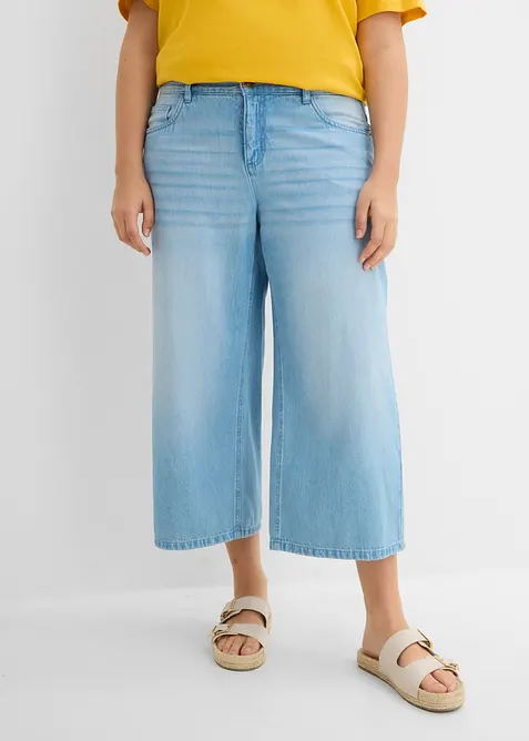 Wide Leg-jeans Mid Waist, komfortlinning, bonprix