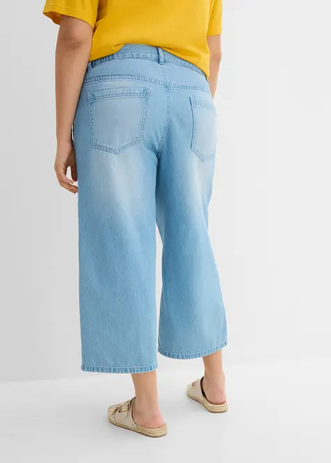 Wide Leg-jeans Mid Waist, komfortlinning, bonprix