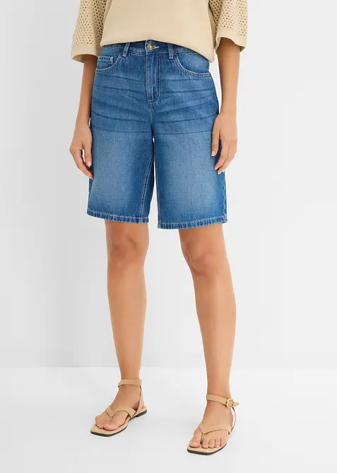 Bermudashorts i denim Mid Waist, komfortlinning, bonprix