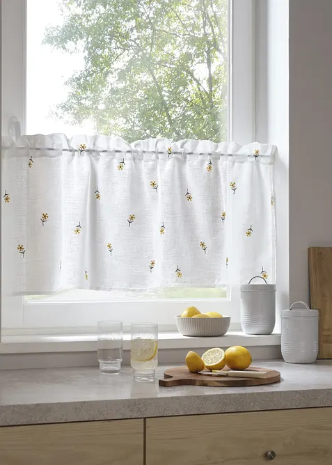 Gardinkappe med broderi, bonprix