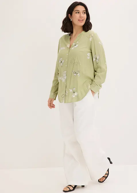 M&oslash;nstret bluse i viskose, bonprix