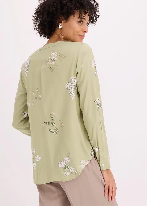 M&oslash;nstret bluse i viskose, bonprix