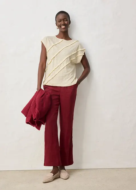 Topp av 100% lin med applikasjon, bonprix