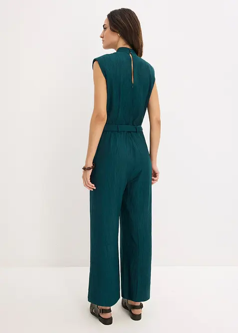 Jumpsuit i viskose med fin krage, bonprix