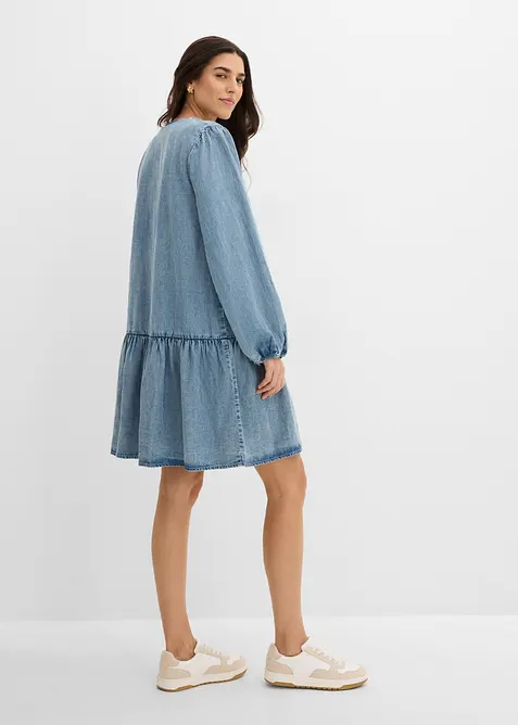 Ledig midikjole med lin, bonprix