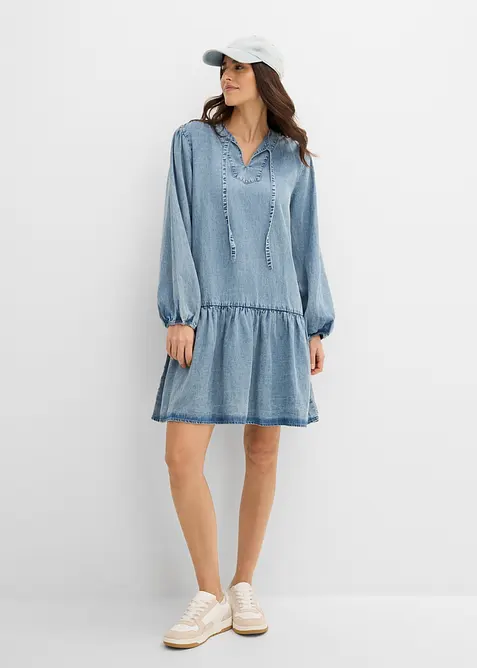 Ledig midikjole med lin, bonprix