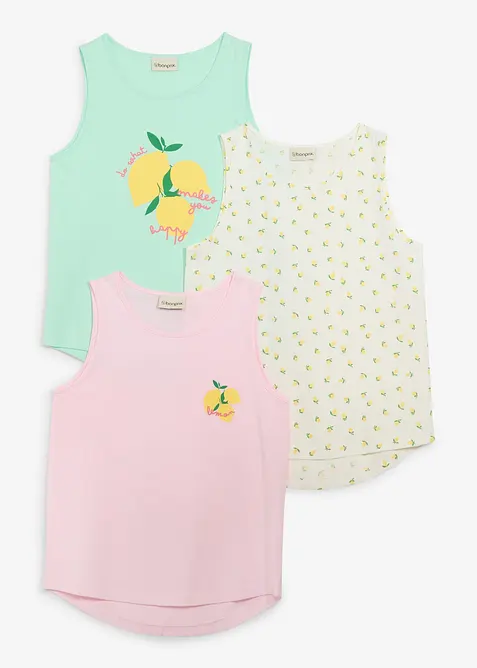 Topp i 100% &oslash;kologisk bomull (3-pack), bonprix