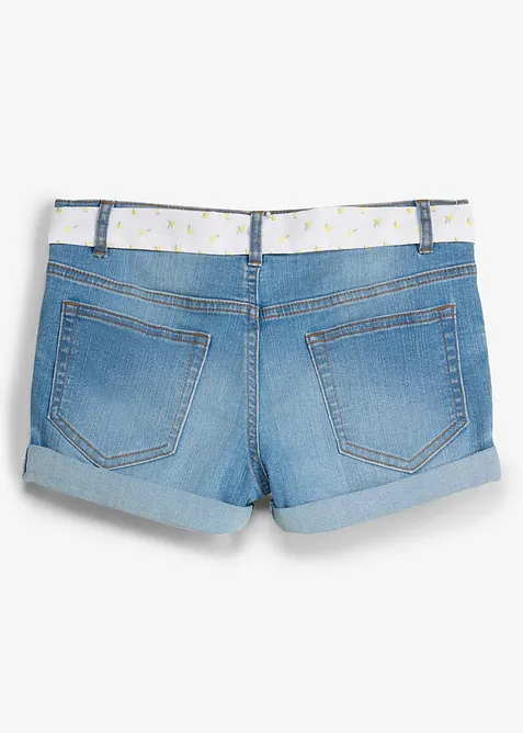 Jeansshorts med stretch og belte, bonprix