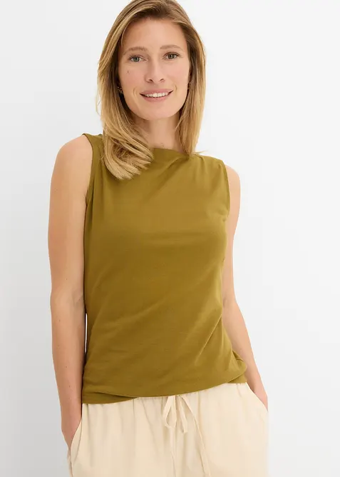 Innsvingt topp av elastisk bomullsmiks, bonprix