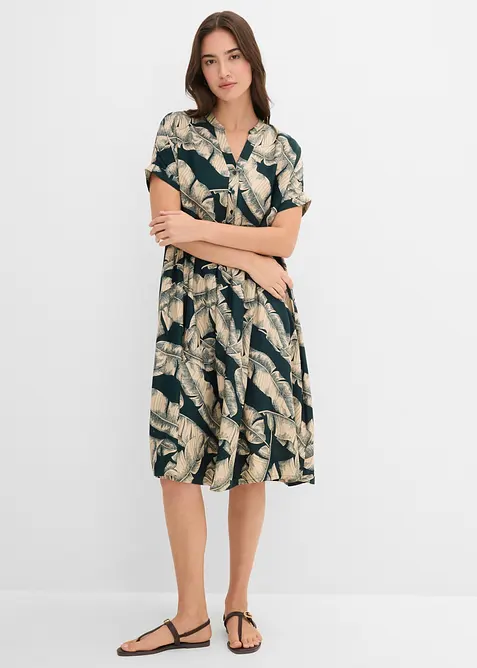 Midikjole i viskose med pent fall og kaftanstil, bonprix