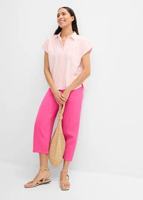 Kortermet bluse i linmiks, bonprix