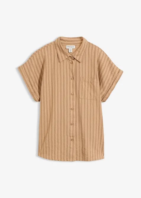 Kortermet bluse i lin-/viskosemiks, bonprix