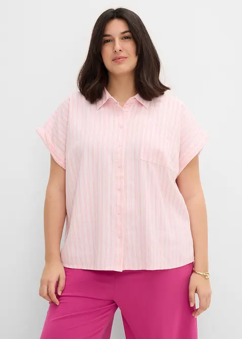 Kortermet bluse i linmiks, bonprix