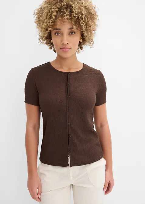 Topp i strukturmateriale med knappestolpe, bonprix