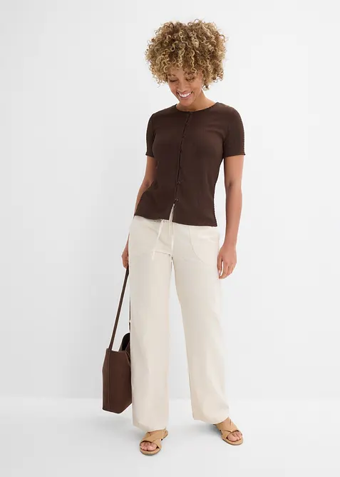 Topp i strukturmateriale med knappestolpe, bonprix