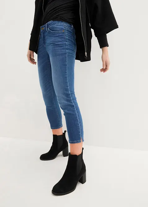 7/8-lang jeans med stretch og splitt, bonprix