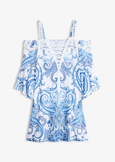 Off shoulder-kjole i utskr&aring;dd modell, bonprix