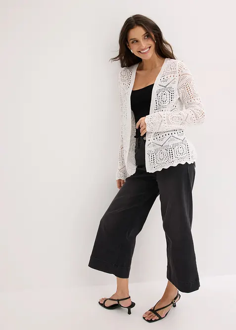 Cardigan med hullm&oslash;nster, bonprix