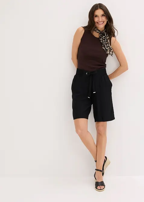 Bermudashorts i viskose med knytebelte, bonprix