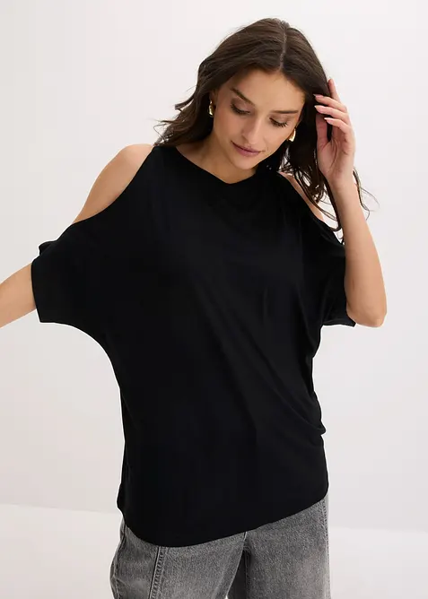 Cold shoulder-topp i viskose, bonprix