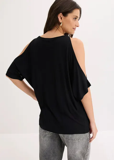 Cold shoulder-topp i viskose, bonprix