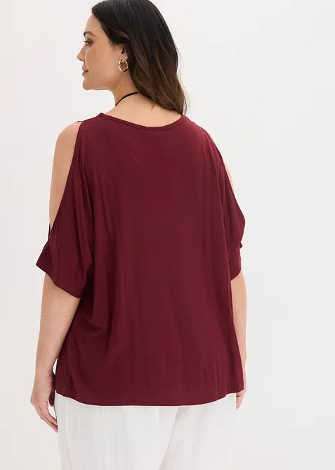 Cold shoulder-topp i viskose, bonprix