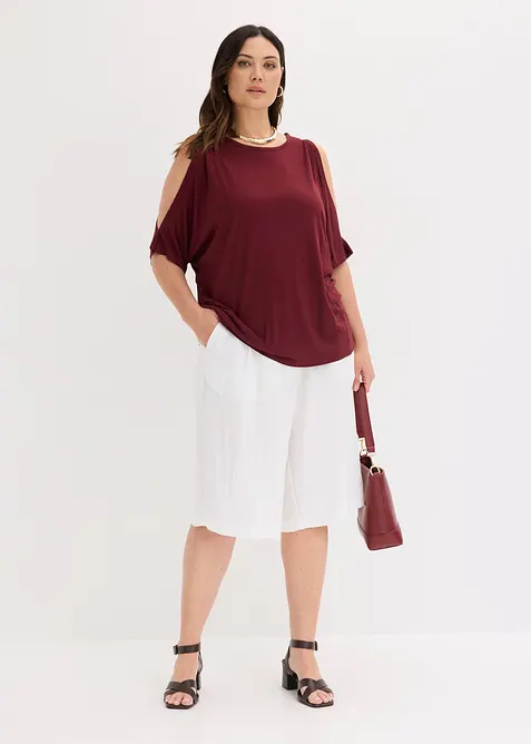 Cold shoulder-topp i viskose, bonprix