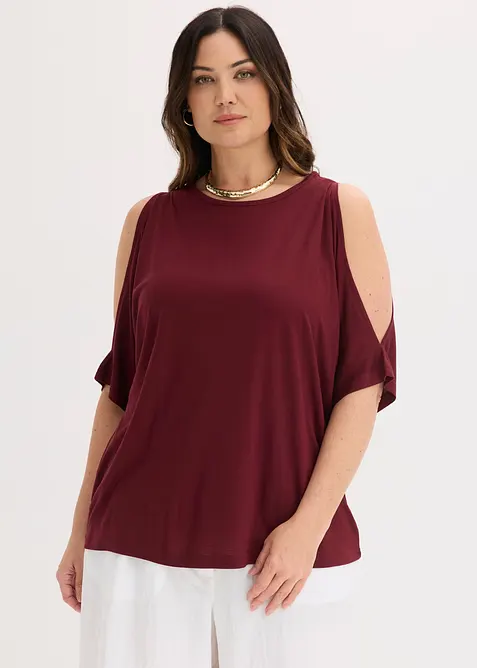 Cold shoulder-topp i viskose, bonprix