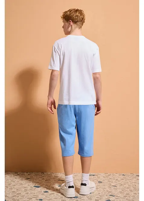Loose fit-T-skjorte og lang jersey-bermudashorts i 100% &oslash;kologisk bomull (2-delt sett), bonprix