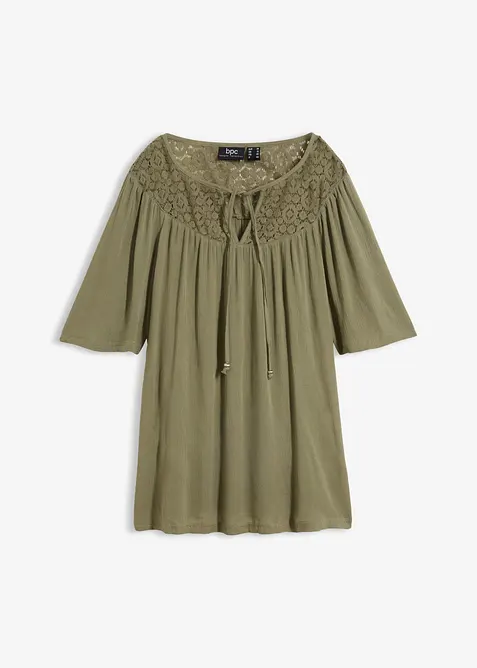 Lang, crinkle tunika, kortermet, bonprix