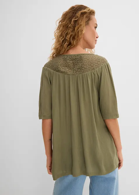 Lang, crinkle tunika, kortermet, bonprix