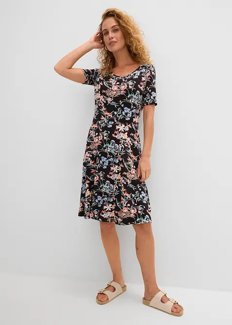 Knelang jerseykjole i A-fasong, bonprix