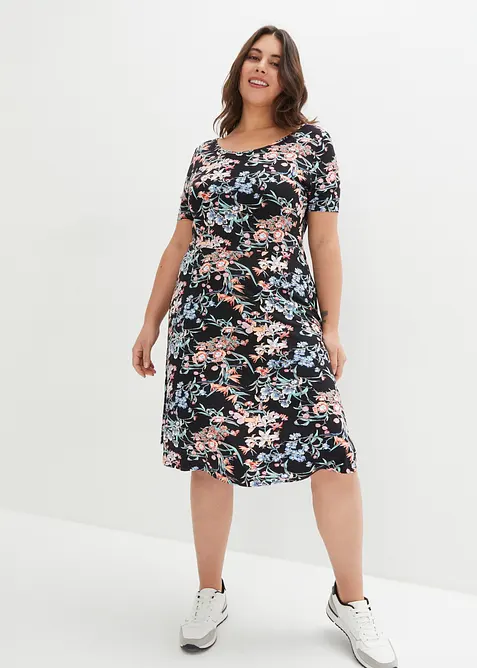 Knelang jerseykjole i A-fasong, bonprix