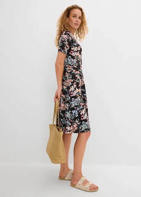 Knelang jerseykjole i A-fasong, bonprix