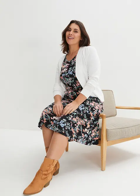 Knelang jerseykjole i A-fasong, bonprix