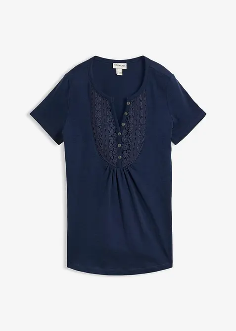 Bomullstopp i flammegarn, kort ermet, bonprix