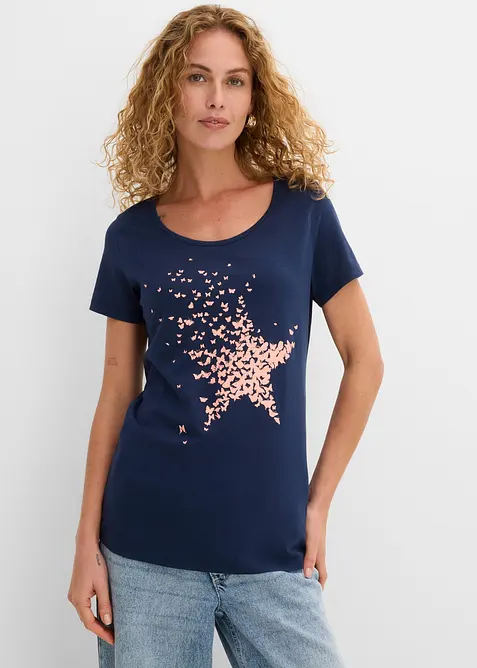 Bomullstopp i flammegarn, kort arm, bonprix