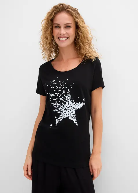 Bomullstopp i flammegarn, kort arm, bonprix