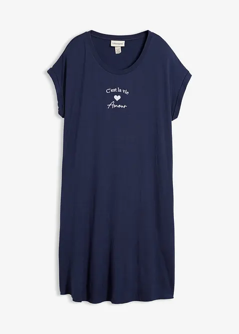 Jerseykjole med broderi i viskose med elastan, bonprix
