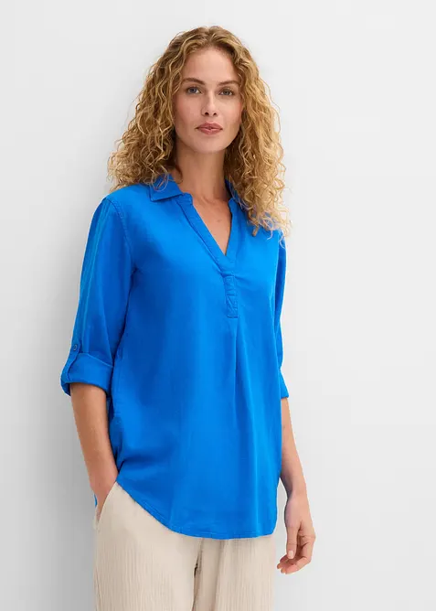 Bluse med lin og 3/4-lange ermer, bonprix
