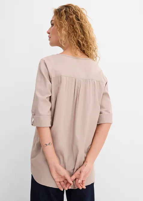 Bluse i lin- og bomullsmiks med 3/4-lange ermer, bonprix