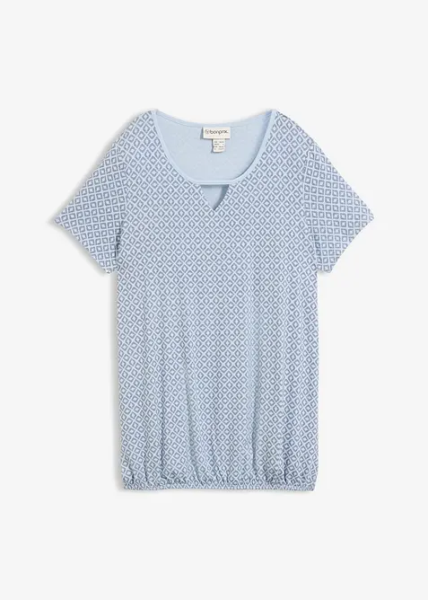 Topp med strikk i falden, kortermet, bonprix