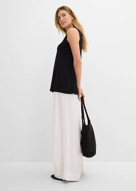 Lang, ermel&oslash;s topp i viskosemiks, bonprix