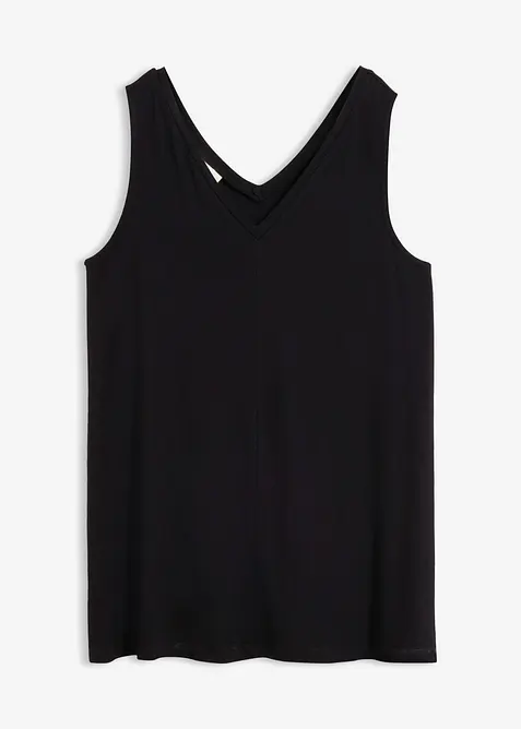 Lang, ermel&oslash;s topp i viskosemiks, bonprix