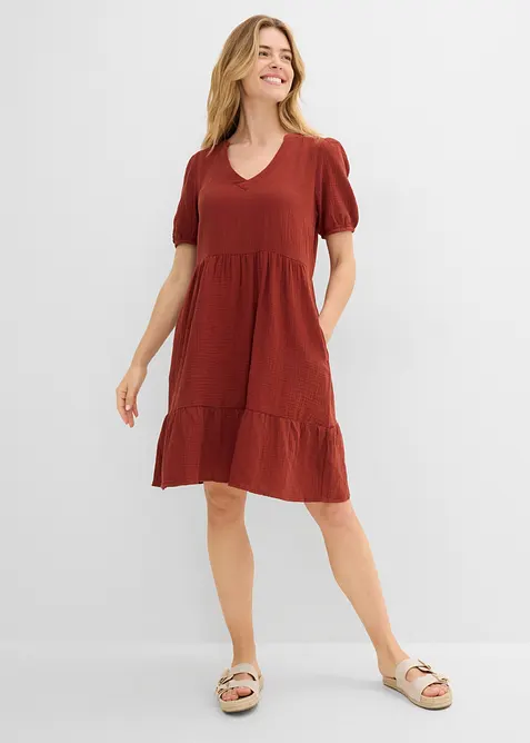 Oversized kjole i bomullsmusselin, bonprix