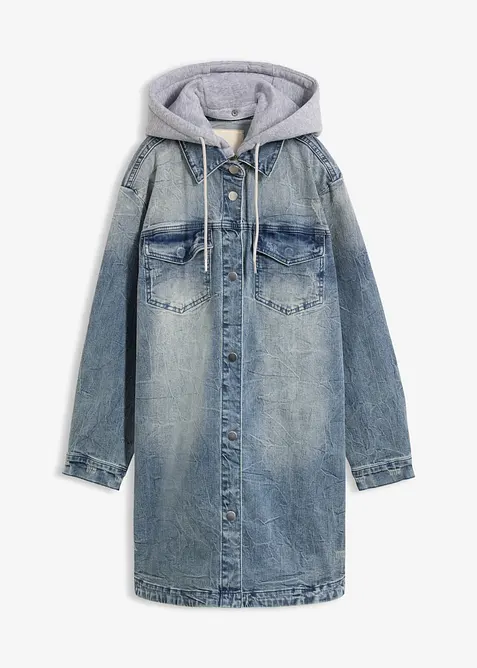 Denimjakke med hette, bonprix