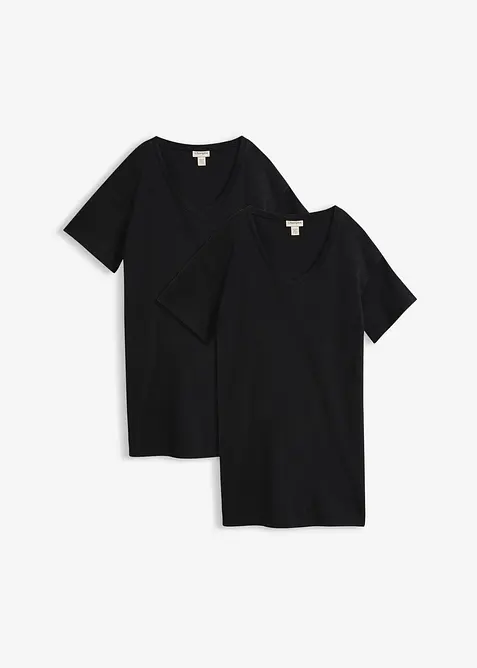 T-shirt kjole med V-utringning, oversized (2-pack), bonprix