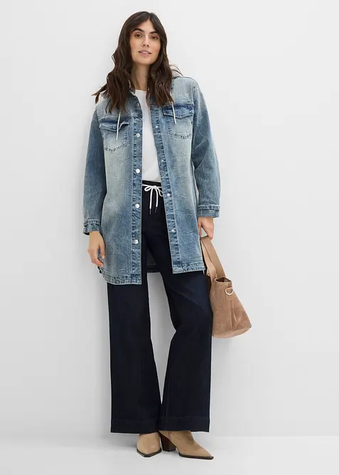 Denimjakke med hette, bonprix