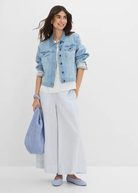 Denimjakke med blondebesetning, bonprix