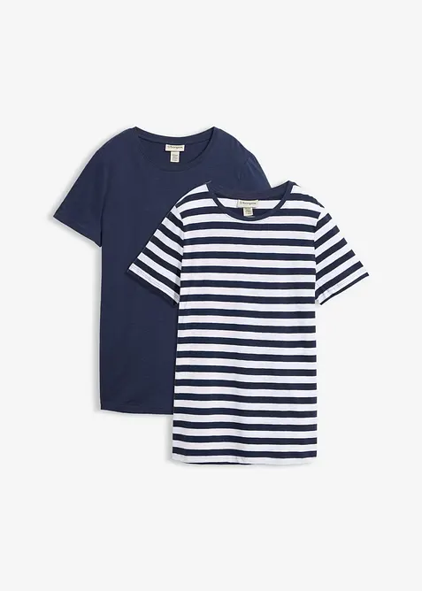 T-skjorte med rund hals (2-pack), bonprix